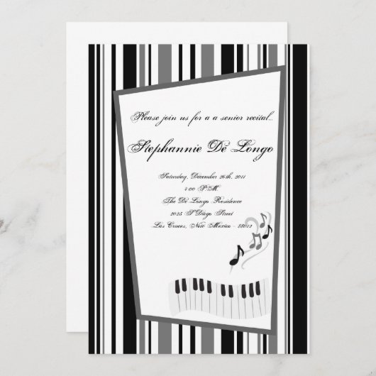 5x7 Music Notes Invitation (Devant / Derrière)