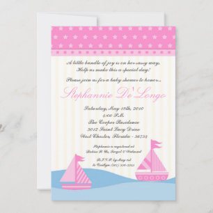 5x7 Naut Sail Boat Whale Baby shower Uitnodiging