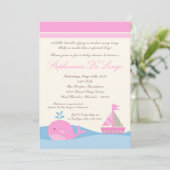 5x7 Naut Sail Boat Whale Baby shower Uitnodiging (Staand voorkant)