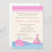 5x7 Naut Sail Boat Whale Baby shower Uitnodiging (Voorkant / Achterkant)