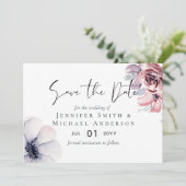 5x7 Navy Blauwe Koraal Bloemige Save the Dates (Staand voorkant)