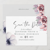 5x7 Navy Blauwe Koraal Bloemige Save the Dates (Voorkant / Achterkant)