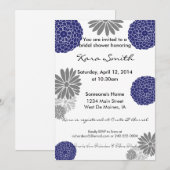 5x7 Navy Blue & Grey Bridal Shower Invitation Kaart (Voorkant / Achterkant)