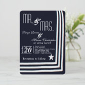 5x7 Navy Zomer Jurk Blues Bruiloft Uitnodiging (Staand voorkant)