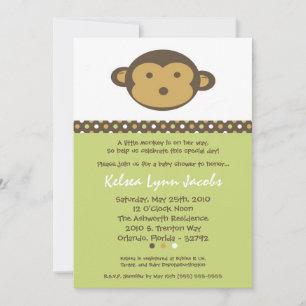 5x7 Neutr Modern Mod Monkey Baby Shower Invitatie Kaart