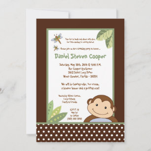 5x7 Neutral Papgayo Monkey Invitation Anniversaire