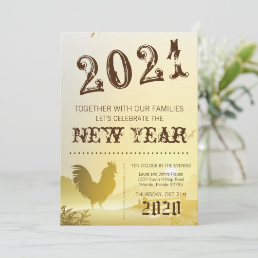 5x7 New Years Eve Invitation Sunny Morning Boerder Kaart (Staand voorkant)
