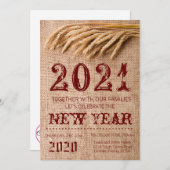 5x7 New Years Eve Uitnodiging Tarwe op Burlap Sack (Voorkant / Achterkant)