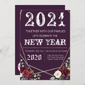 5x7 New Years Eve Uitnodigingsplum Paarse Rozen Go Kaart (Voorkant / Achterkant)