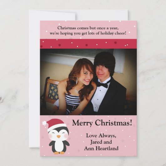 5x7 Noël Casquette Penguin Invitation (Devant)