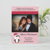 5x7 Noël Casquette Penguin Invitation (Debout devant)