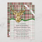 5x7 Noël Invitation Gold Parties scintillant Reind (Devant / Derrière)