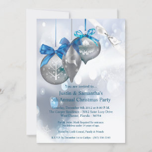 5x7 Noël Invitation Ornements Snowflakes Neige