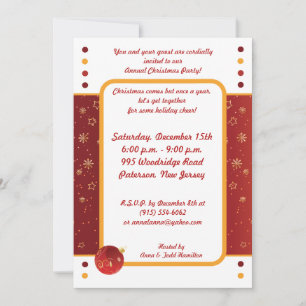 5x7 Noël Ornements fêtes Invitation