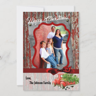 5x7 Noël XMAS Carte photo de camion de Noël Rouge