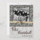 5x7 Noël XMAS Carte photo en tissu Damas bleu (Devant)