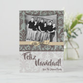 5x7 Noël XMAS Carte photo en tissu Damas bleu (Debout devant)