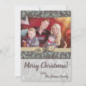 5x7 Noël XMAS Carte photo en tissu Damas bleu (Devant)