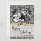 5x7 Noël XMAS Carte photo en tissu Damas bleu (Devant)