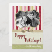 5x7 Noël XMAS Carte photo en tissu rayé vert XMAS (Devant / Derrière)