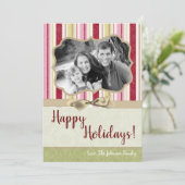 5x7 Noël XMAS Carte photo en tissu rayé vert XMAS (Debout devant)