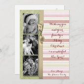 5x7 Noël XMAS Carte photo en tissu rayé vert XMAS (Devant / Derrière)