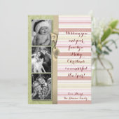 5x7 Noël XMAS Carte photo en tissu rayé vert XMAS (Debout devant)