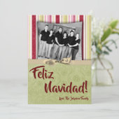 5x7 Noël XMAS Carte photo en tissu rayé vert XMAS (Debout devant)