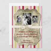 5x7 Noël XMAS Carte photo en tissu rayé vert XMAS (Devant / Derrière)