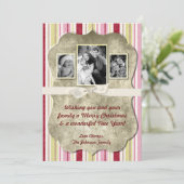 5x7 Noël XMAS Carte photo en tissu rayé vert XMAS (Debout devant)