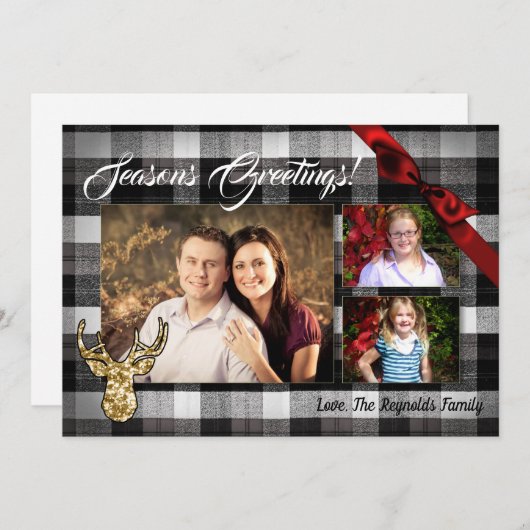 5x7 Noël XMAS Carte photo noir (Devant / Derrière)