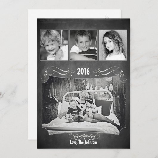 5x7 Noël XMAS Chalk Board Carte photo enseignant (Devant / Derrière)