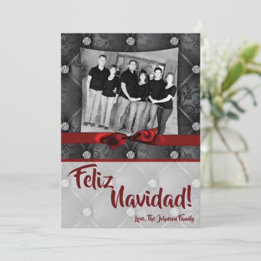 5x7 Noël XMAS Diamond Pintuck Carte photo (Debout devant)
