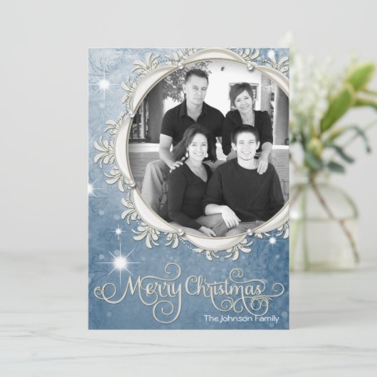 5x7 Noël XMAS Flakes Carte photo d'hiver (Debout devant)