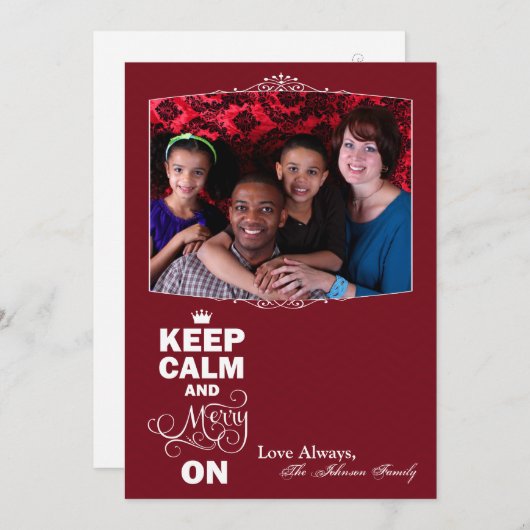 5x7 Noël XMAS Gardez le calme Joyeux sur le Carte (Devant / Derrière)