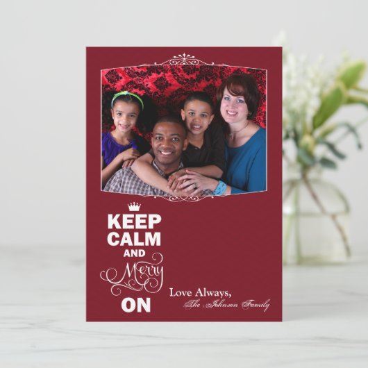 5x7 Noël XMAS Gardez le calme Joyeux sur le Carte (Debout devant)