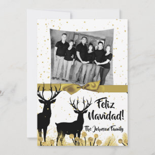 5x7 Noël XMAS Gold Deer Buck Doe Carte photo