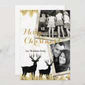 5x7 Noël XMAS Gold Deer Buck Doe Carte photo (Devant / Derrière)
