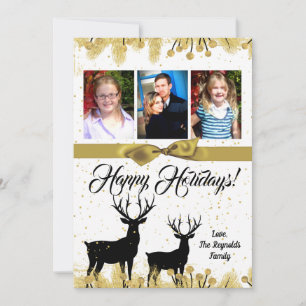 5x7 Noël XMAS Gold Deer Buck Doe Carte photo