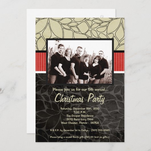 5x7 Noël XMAS Happy Holiday PHOTO Invitation (Devant / Derrière)