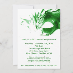 5x7 Noël XMAS Invitation Masquerade Ball Mask