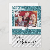 5x7 Noël XMAS Parties scintillant Bleue Carte phot (Devant / Derrière)