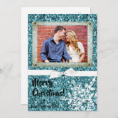 5x7 Noël XMAS Parties scintillant Bleue Carte phot (Devant / Derrière)