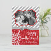 5x7 Noël XMAS Parties scintillant rouge Carte phot (Debout devant)