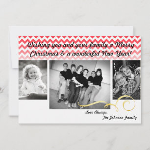 5x7 Noël XMAS Rouge Chevron Ombre Carte photo