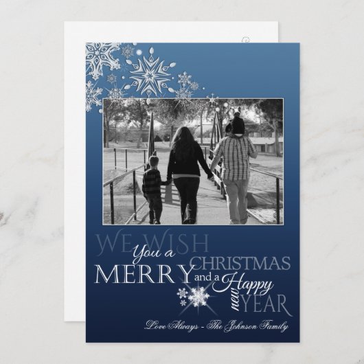 5x7 Noël XMAS Snowflakes Snow Carte photo (Devant / Derrière)