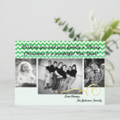 5x7 Noël XMAS Vert Chevron Ombre Carte photo (Debout devant)