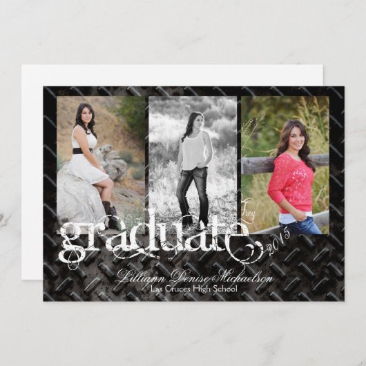 5x7 Noir Acier Métal Aluminium Faire-part supérieu (Devant / Derrière)