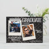 5x7 Noir Acier Métal Aluminium Faire-part supérieu (Debout devant)