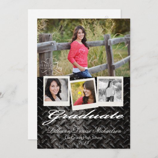 5x7 Noir Acier Métal Aluminium Faire-part supérieu (Devant / Derrière)